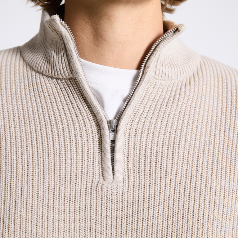Half-zip knit sweater "Frans" Beige